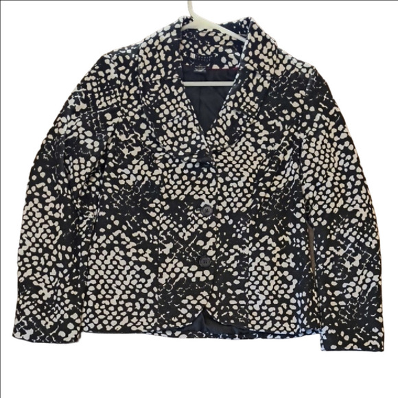 Carole Little Black Cream Textured Blazer - Picture 1 of 3